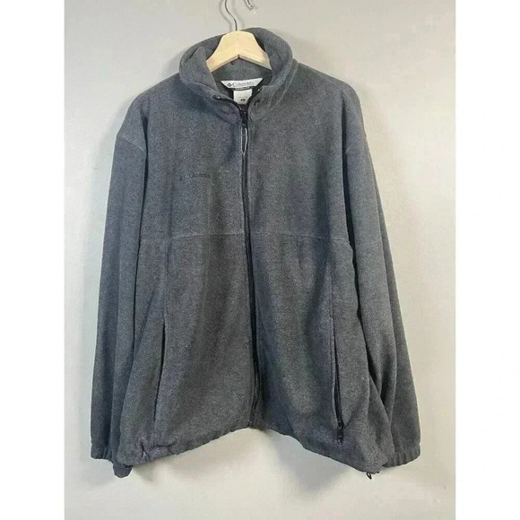 Columbia Mens Full Zip Long Sleeve Fleece Jacket Size L Large Dark Gray Gorpcore - Picture 1 of 8